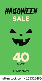 Happy Halloween promo sale template for Social Media stories. Vector