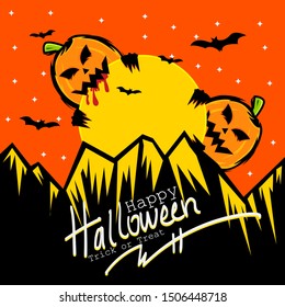 happy halloween pumpkin background design, vector illustrations.