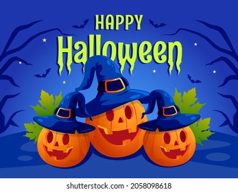 Happy Halloween with pumpkin background design
