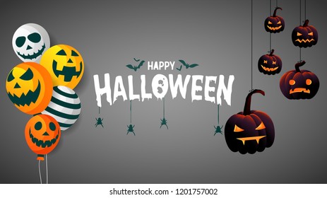 Happy Halloween Pumpkin Background Vector Illustration. Halloween Flat design.