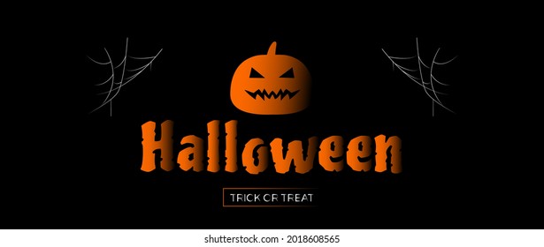 happy halloween pumpkin banner on black background vector illustration