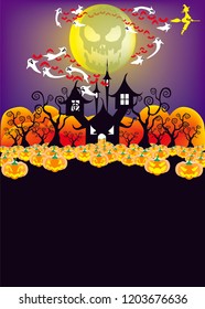 happy halloween pumpkin bat ghost haunted house poster 