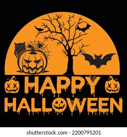 Happy Halloween Pumpkin Bat Shirt Design