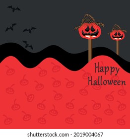 Happy halloween, pumpkin, bats with black and orange background