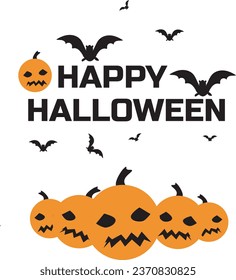 happy halloween with pumpkin and bats transparent background,happy halloween social media poster template