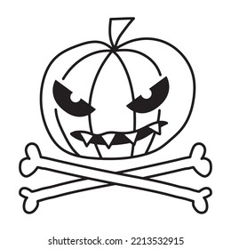 Happy Halloween pumpkin with bones vector illustration