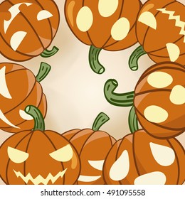 Happy Halloween Pumpkin Border, Poster, Backdrop, vector, Illustration 