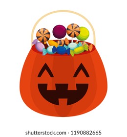 happy halloween pumpkin with candies