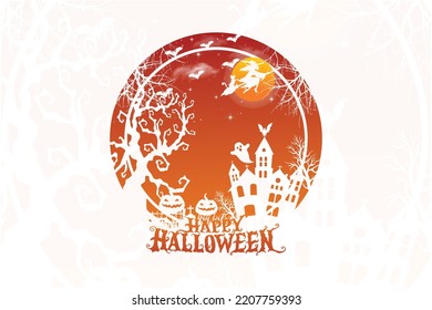 Happy Halloween pumpkin cat witch t-shirt design