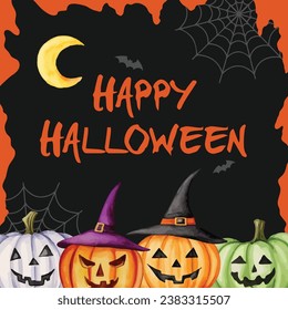 Happy halloween pumpkin celebration card