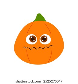 Carácter feliz de la calabaza de Halloween con la cara sonriente. Personaje espeluznante y lindo feliz para la fiesta de Halloween
