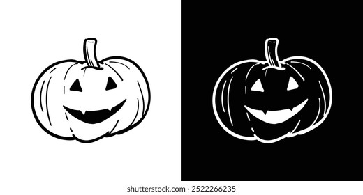 Happy halloween pumpkin clip art hand drawing style. Creative aesthetic doodle element. Vector illustration