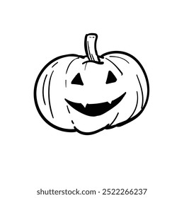Happy halloween pumpkin clip art hand drawing style. Creative aesthetic doodle element. Vector illustration