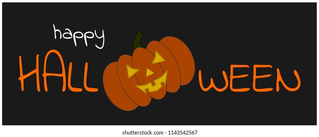 Happy halloween with pumpkin and cobweb , vector illustration