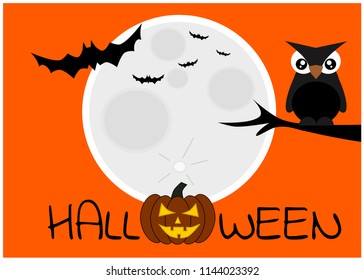 Happy halloween with pumpkin and cobweb , vector illustration