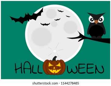 Happy halloween with pumpkin and cobweb , vector illustration