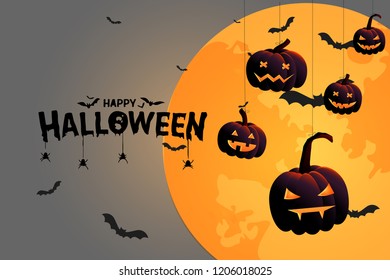 Happy Halloween Pumpkin Design Background. Happy Halloween Background Vector Illustration. Happy Halloween Flat design.