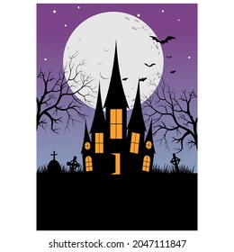 Happy Halloween pumpkin design on moon background, Halloween party illustrations inspiration vector.
