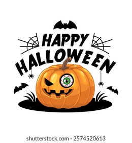Happy Halloween Pumpkin with Eyeball.