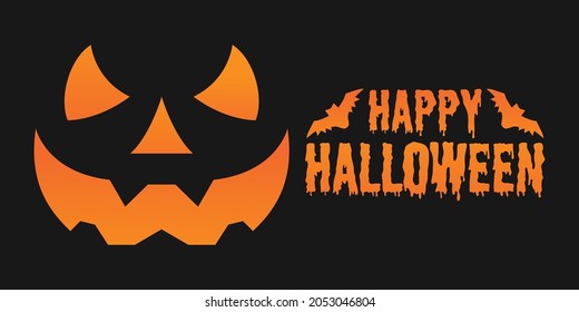 Happy Halloween pumpkin face banner design vector template
