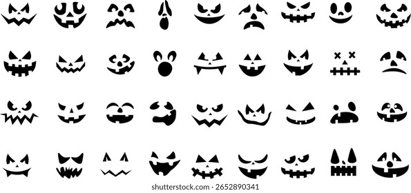 Happy Halloween , pumpkin faces collection. Halloween decorations Isolated icon holidays for festival, stickers, cards, decorative.