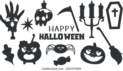 Happy Halloween Pumpkin ghost doodle elements isolated vector Silhouettes