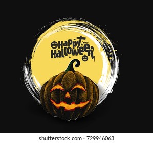 Happy Halloween pumpkin, Hand Drawn Sketch Vector . 