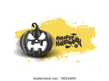 Happy Halloween pumpkin, Hand Drawn Sketch Vector
