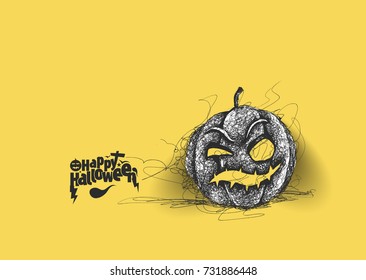 Happy Halloween pumpkin, Hand Drawn Sketch Vector