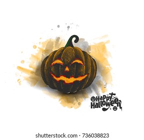 Happy Halloween pumpkin, Hand Drawn Sketch Vector