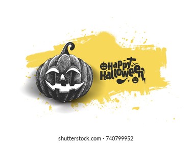 Happy Halloween pumpkin, Hand Drawn Sketch Vector