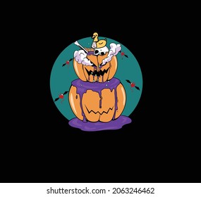 happy halloween pumpkin icon logo