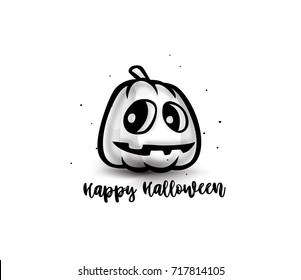 Happy halloween pumpkin icon, scary, fear, witch, devil, celebration, festival, night, bat, vector illustration