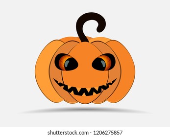 Happy Halloween. Pumpkin isolated on white background. Jack o lantern icon. Vector illustration