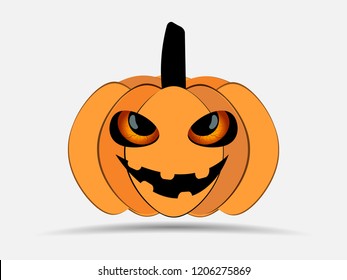 Happy Halloween. Pumpkin isolated on white background. Jack o lantern icon. Vector illustration