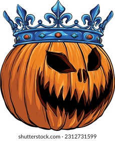 Happy Halloween Pumpkin King vector illustration on white background.