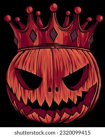 Happy Halloween Pumpkin King vector illustration on black background