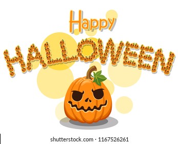 Happy Halloween. The pumpkin lined up is a halloween alphabet isolated on white background. Vector illustration.