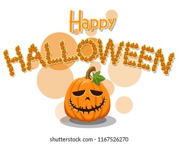 Happy Halloween. The pumpkin lined up is a halloween alphabet isolated on white background. Vector illustration.