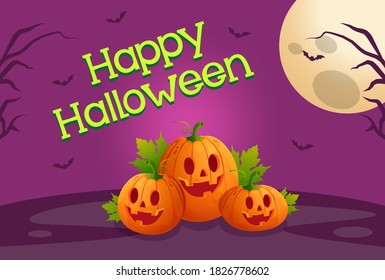 Happy halloween with pumpkin at night