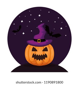 happy halloween pumpkin on the night scene