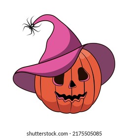 Happy halloween pumpkin on white background. Vector illustration.
