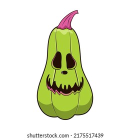 Happy halloween pumpkin on white background. Vector illustration.