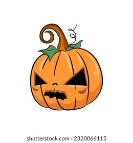 Happy halloween pumpkin on white background. Vector illustration.