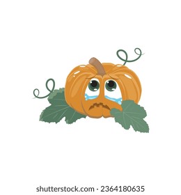 Happy Halloween pumpkin on white background. The main symbol of the Happy Halloween holiday. Orange pumpkin for your design for the holiday Halloween. Vector illustration.
