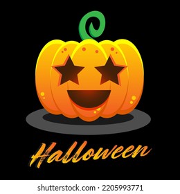 Happy Halloween Pumpkin Orange Star Eyes