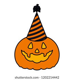 happy halloween pumpkin with party hat