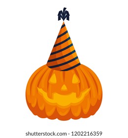 happy halloween pumpkin with party hat
