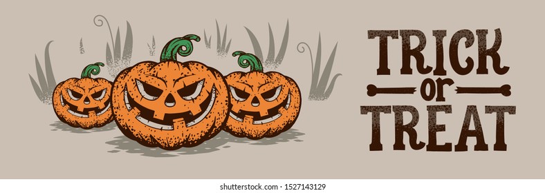 Happy halloween. Pumpkin poster. Vector illustrations