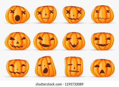 happy halloween pumpkin realistic decoration element isolated on background